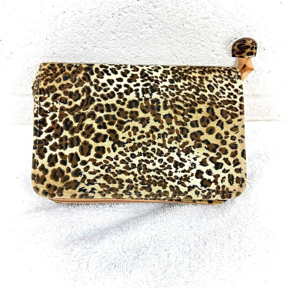 Reed & Barton Microfiber Jewelry Travel Storage Case Bag Zip Around Leopard